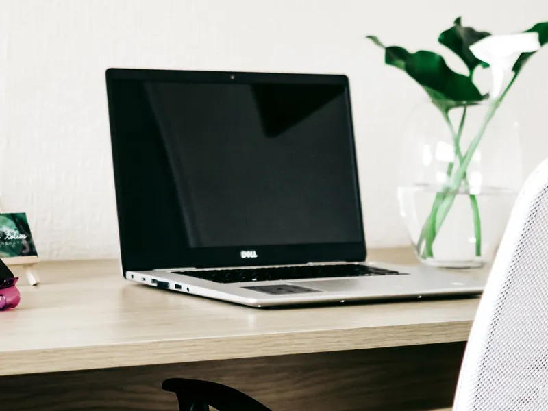 Open laptop computer on a desk